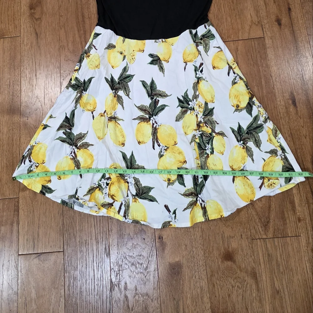 Summer Casual Scoop Neck Lemon A Line Swing Casual Party Dress Pockets Chic. XL